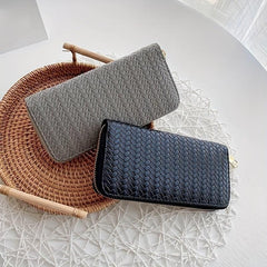 Women's Woven Long Wallet Clutch with Card Slots