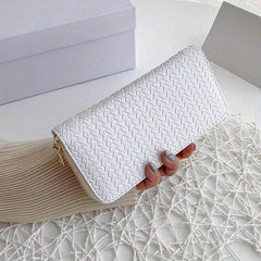Women's Woven Long Wallet Clutch with Card Slots