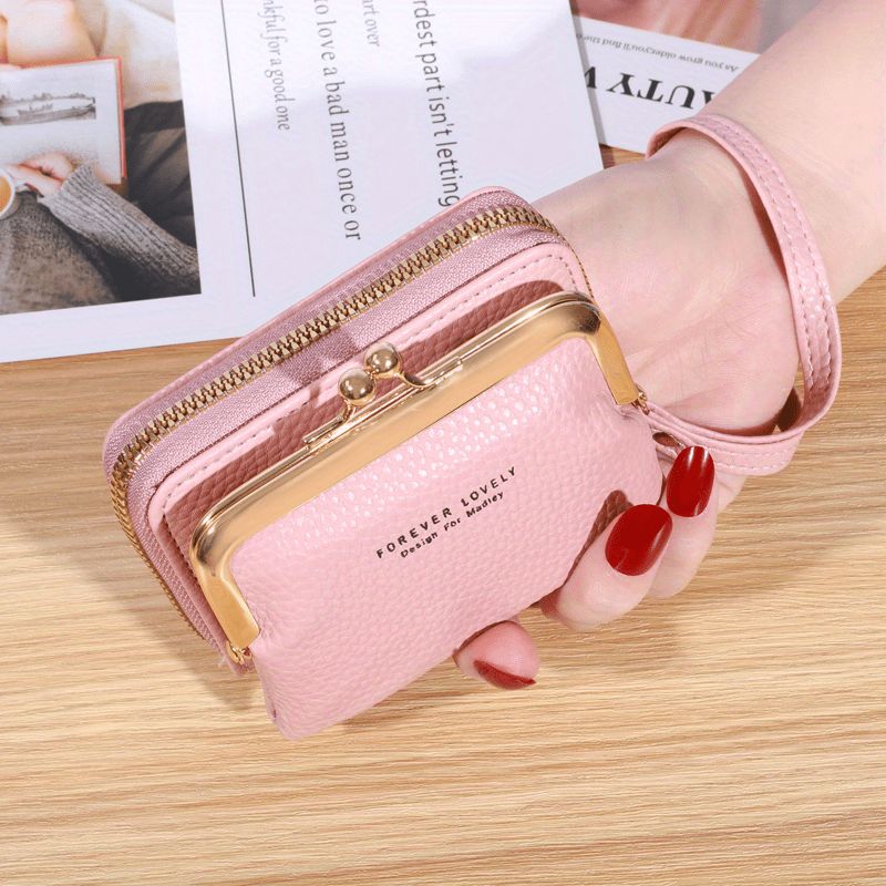 Women's Small Credit Card Bag Kiss Lock Wallet Zipper Coin Purse