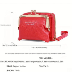 Women's Small Credit Card Bag Kiss Lock Wallet Zipper Coin Purse