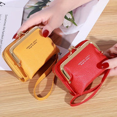 Women's Small Credit Card Bag Kiss Lock Wallet Zipper Coin Purse