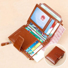 Solid Short Coin Purse Wallet Vintage Purse With Zipper