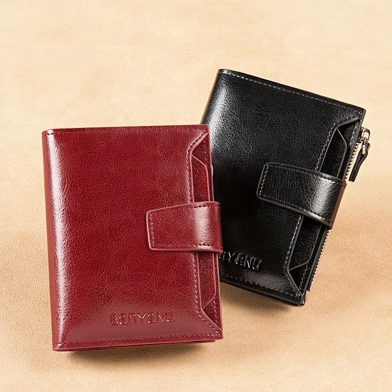 Solid Short Coin Purse Wallet Vintage Purse With Zipper
