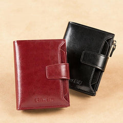 Solid Short Coin Purse Wallet Vintage Purse With Zipper