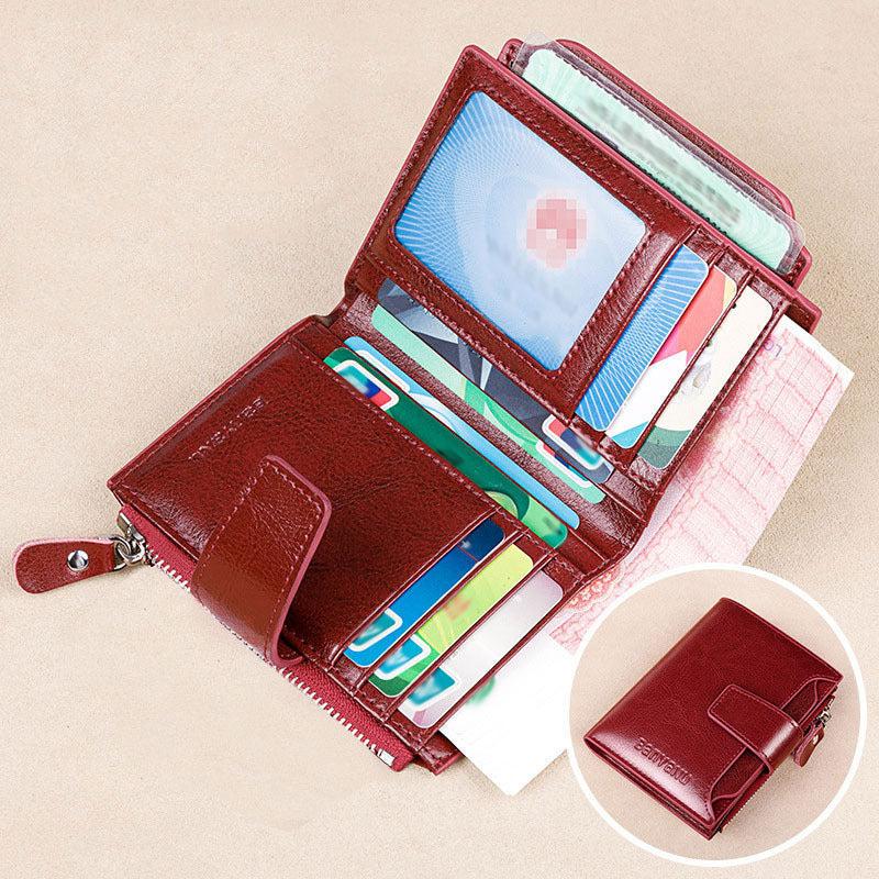 Solid Short Coin Purse Wallet Vintage Purse With Zipper