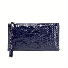Crocodile Embossed Wallet Women's Clutch Purse Handbag With Wristlet