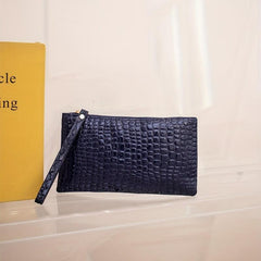 Crocodile Embossed Wallet Women's Clutch Purse Handbag With Wristlet