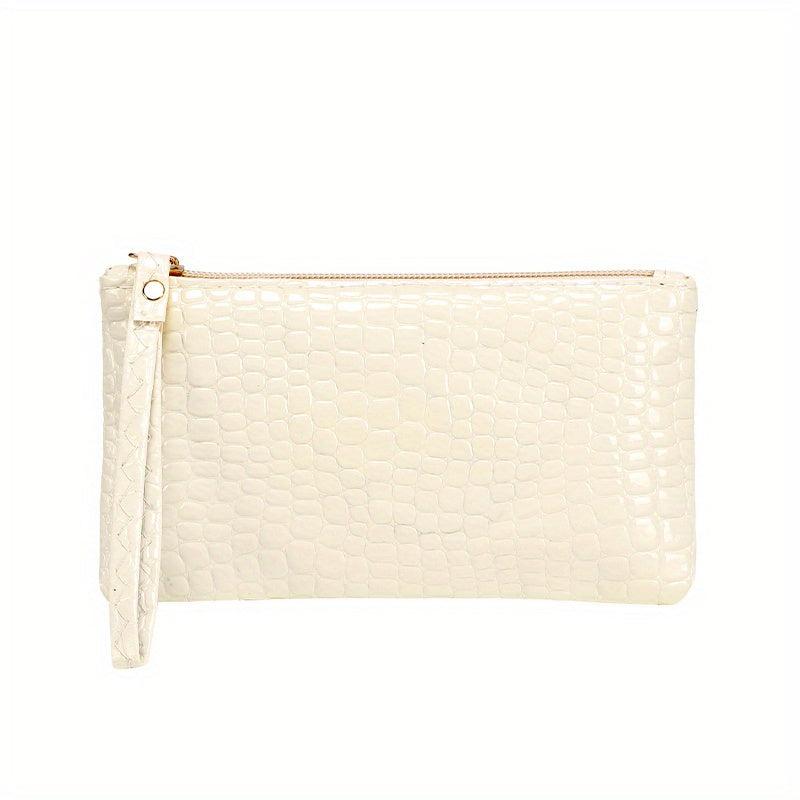 Crocodile Embossed Wallet Women's Clutch Purse Handbag With Wristlet