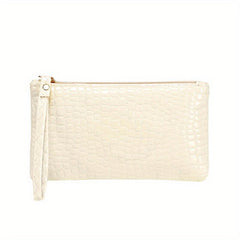 Crocodile Embossed Wallet Women's Clutch Purse Handbag With Wristlet
