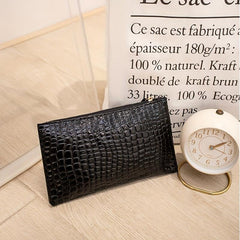 Crocodile Embossed Wallet Women's Clutch Purse Handbag With Wristlet