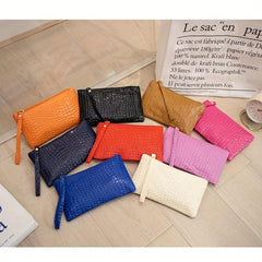 Crocodile Embossed Wallet Women's Clutch Purse Handbag With Wristlet