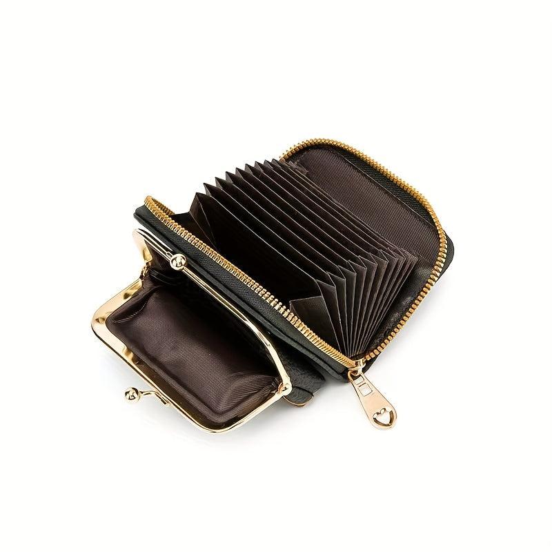 Embroidered Short Wallet Kiss Lock Clutch Purse