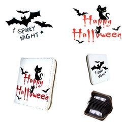 Ghost Pattern Short Wallet Halloween Zipper Around Coin Purse Clutch
