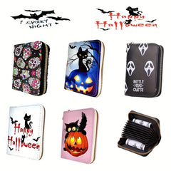 Ghost Pattern Short Wallet Halloween Zipper Around Coin Purse Clutch