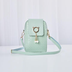 Minimalist Braided Shoulder Bag Zipper Solid Phone Bag Coin Purse