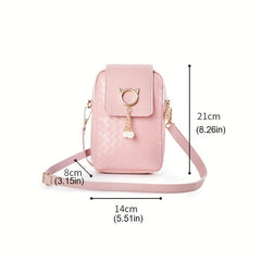 Minimalist Braided Shoulder Bag Zipper Solid Phone Bag Coin Purse
