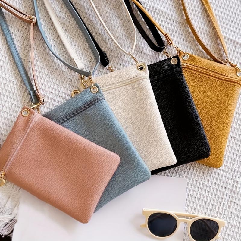 Minimalist Solid Phone Bag Zipper Coin Purse Women's Crossbody Bag