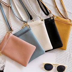 Minimalist Solid Phone Bag Zipper Coin Purse Women's Crossbody Bag