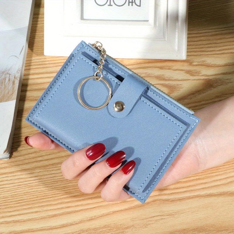 Minimalist Slim Short Wallet Solid Clutch Purse Faux Leather Coin Purse
