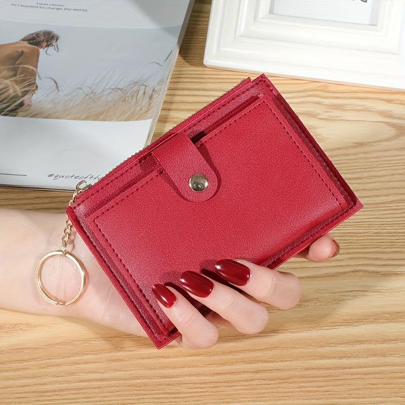 Minimalist Slim Short Wallet Solid Clutch Purse Faux Leather Coin Purse