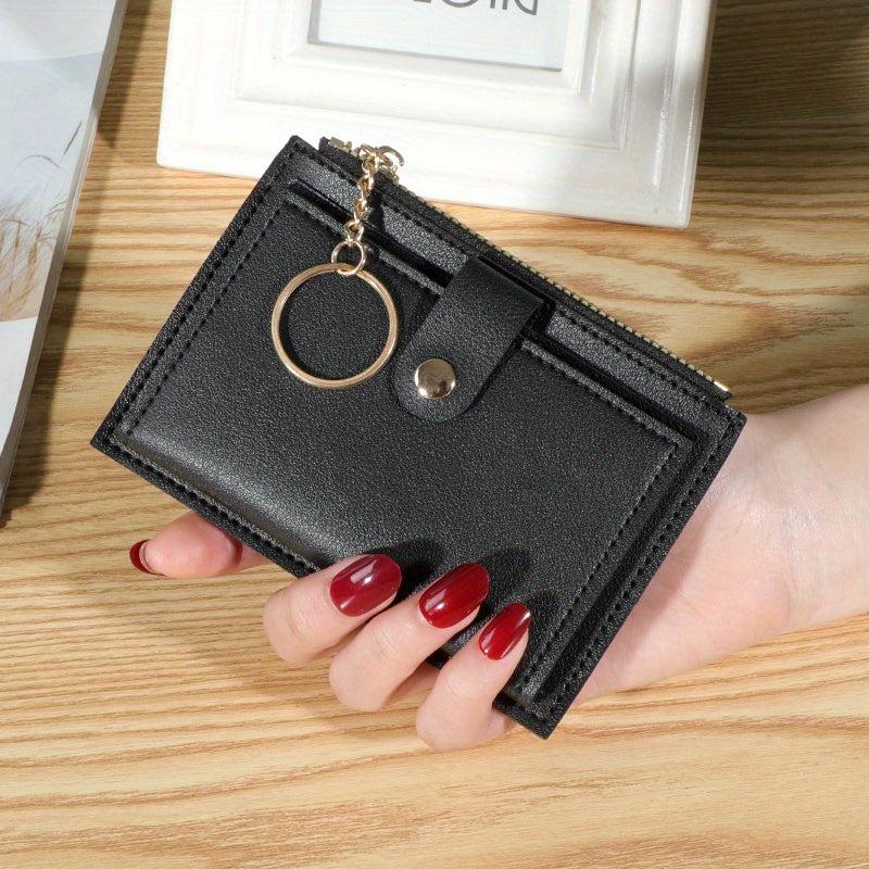 Minimalist Slim Short Wallet Solid Clutch Purse Faux Leather Coin Purse