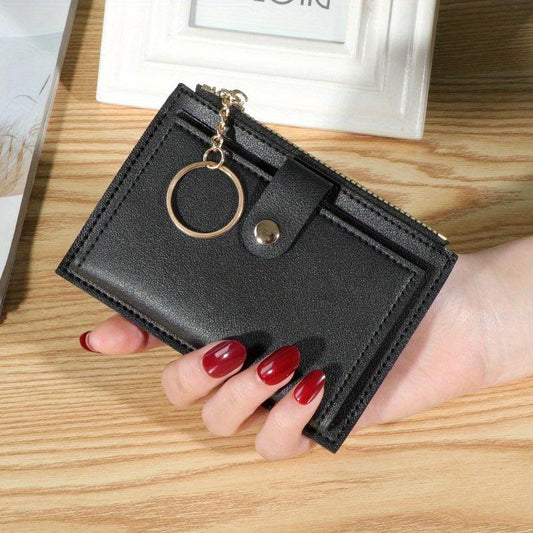 Minimalist Slim Short Wallet Solid Clutch Purse Faux Leather Coin Purse