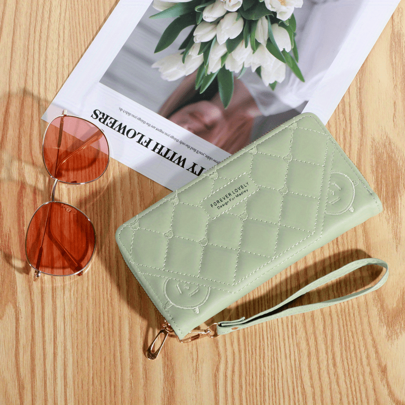 Love Embroidered Long Clutch Wallet Zipper Coin Purse Credit Card Case