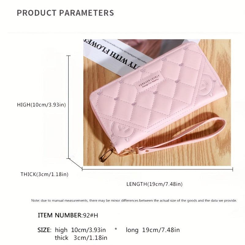 Love Embroidered Long Clutch Wallet Zipper Coin Purse Credit Card Case