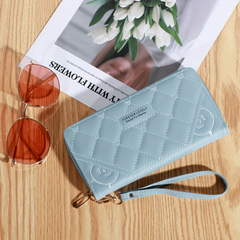 Love Embroidered Long Clutch Wallet Zipper Coin Purse Credit Card Case