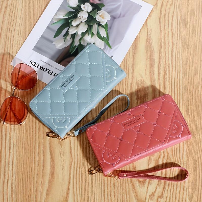 Love Embroidered Long Clutch Wallet Zipper Coin Purse Credit Card Case