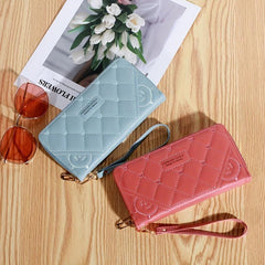 Love Embroidered Long Clutch Wallet Zipper Coin Purse Credit Card Case