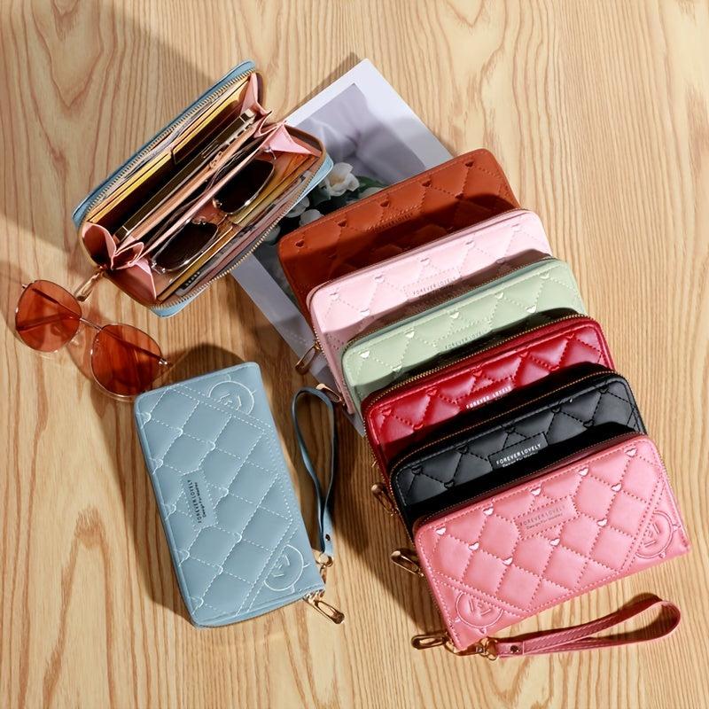 Love Embroidered Long Clutch Wallet Zipper Coin Purse Credit Card Case