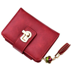 Rhinestone Tassel Mini Purse Lock Wallet PU Leather