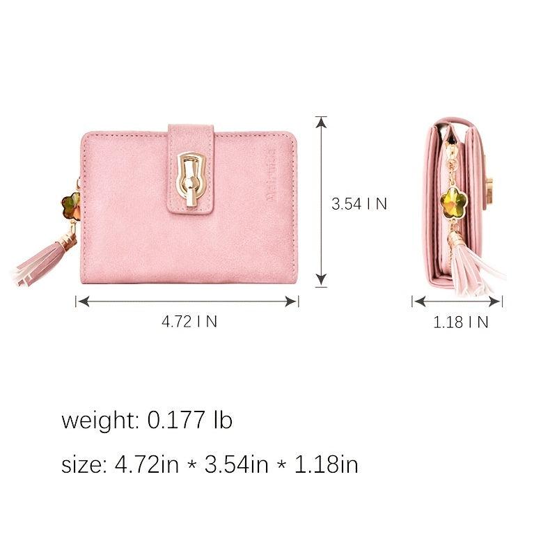 Rhinestone Tassel Mini Purse Lock Wallet PU Leather