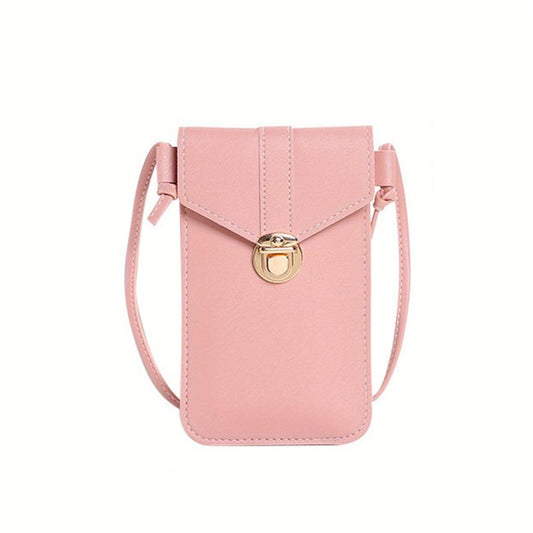 Touch Screen Phone Bag Solid Faux Leather Shoulder Bag Women's Coin Purse