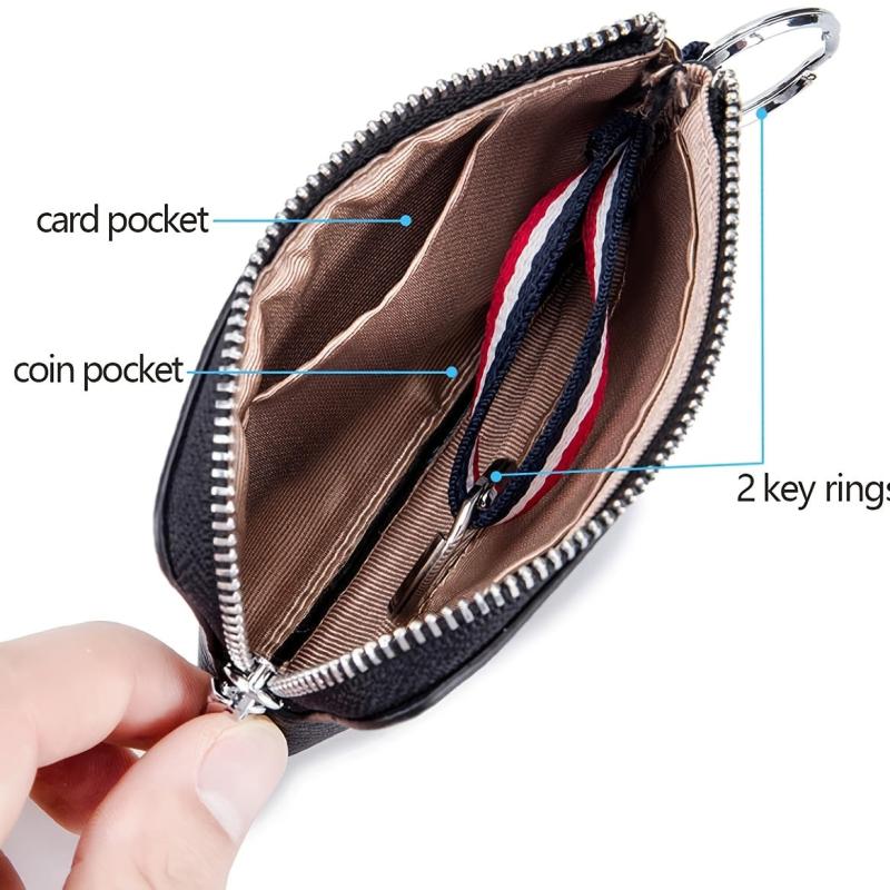 Solid Coin Purse PU Leather Portable Lightweight Keys Holder