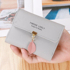 Leaf Decor Credit Trifold Purse Short Wallet Solid Coin Purse