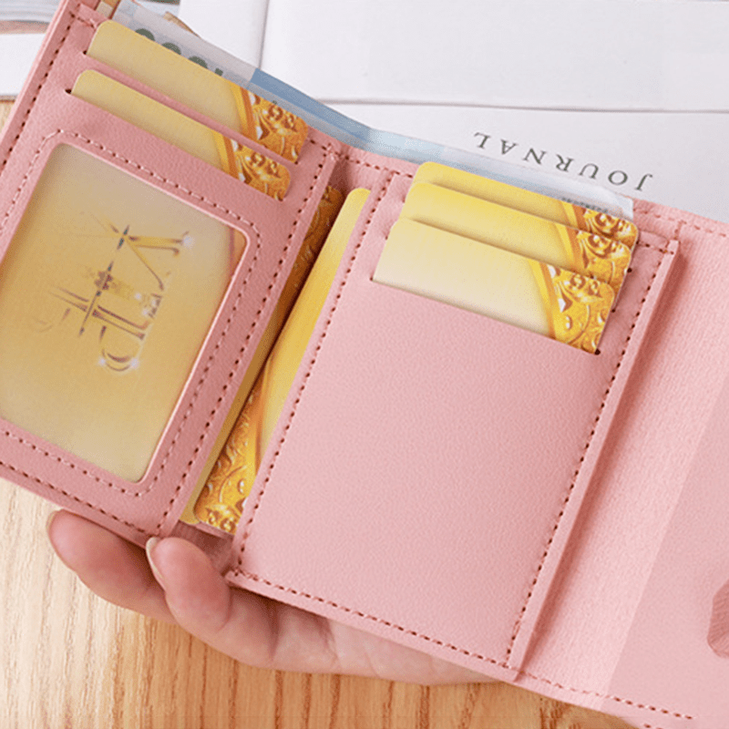 Leaf Decor Credit Trifold Purse Short Wallet Solid Coin Purse