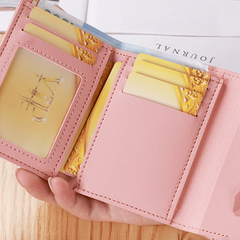 Leaf Decor Credit Trifold Purse Short Wallet Solid Coin Purse