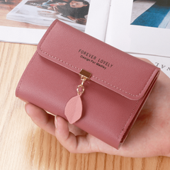 Leaf Decor Credit Trifold Purse Short Wallet Solid Coin Purse