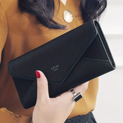 Women's PU Leather Trifold Wallet Clutch Bag