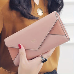 Women's PU Leather Trifold Wallet Clutch Bag