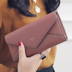 Women's PU Leather Trifold Wallet Clutch Bag