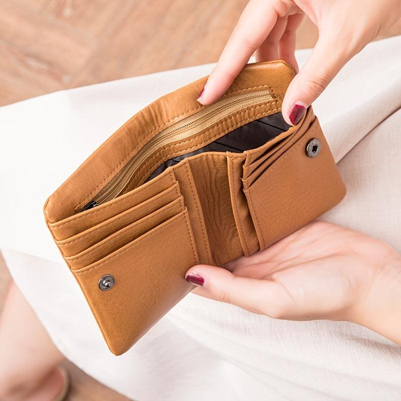 Retro Faux Leather Small Wallet with Snap Button