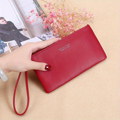 Stylish Long Clutch Wrist Bag with Zipper for Women