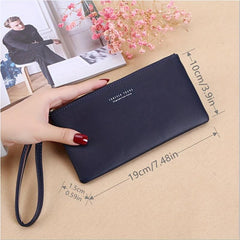 Stylish Long Clutch Wrist Bag with Zipper for Women
