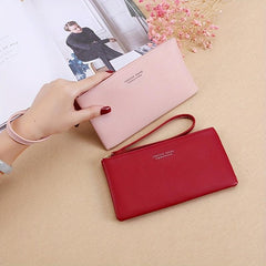 Stylish Long Clutch Wrist Bag with Zipper for Women