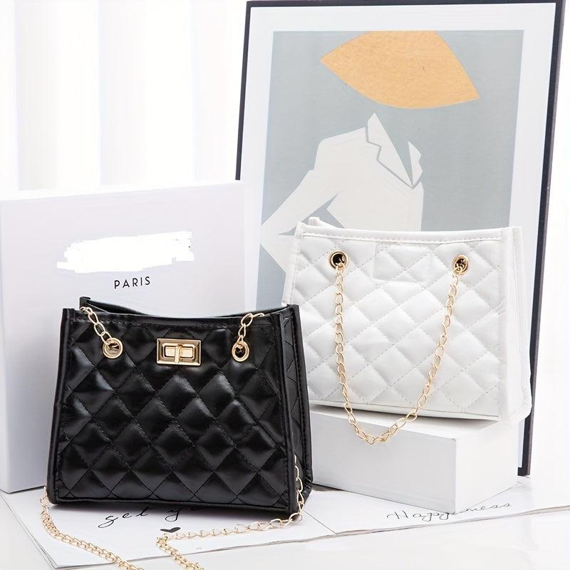 Quilted Handbag PU Leather Coin Purse Solid Phone Storage Bag