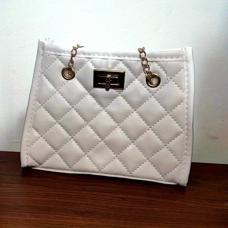 Quilted Handbag PU Leather Coin Purse Solid Phone Storage Bag