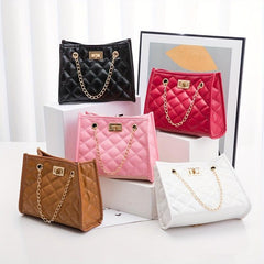 Quilted Handbag PU Leather Coin Purse Solid Phone Storage Bag